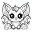 Placeholder: create a 2d black outline, " kawaii kitty with bat wings coloring book for kids", coloring page, low details design, black contour, coloring page design, colorful , card style, coloring page for kids, halloween backgorund,sketch style,