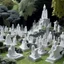 Placeholder: A white spongy graveyard with screaming ghosts designed in Japanese origami painted by Gustave Courbet