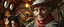 Placeholder: gritty air brush 3d with pen outline,seasoned handsome gunslinger western fluffy elder woman edgy hero with slightly glowing eyes and nudged dented skin in front of glistening space tardigrade lobster dog, shallow depth of field, warm lantern, pin hole cam in doll house space ship, bottom floor board edge border