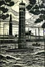 Placeholder: Linocut grimsby dock tower