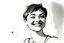 Placeholder: Minimalist ink pencil and charcoal drawing of a happy woman with short hair who is year old digital artist