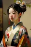 Placeholder: Neoclassicism japanese woman portret modern clothing painting modern 2024