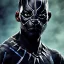 Placeholder: portrait, will smith in black panther suit, no mask, intense stare, dark forest, dynamic lighting, 8k, ultra detailed