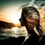 Placeholder: high quality, 8K Ultra HD, A beautiful double exposure that combines an goddess silhouette with sunset coast, sunset coast should serve as the underlying backdrop, with its details incorporated into the goddess , crisp lines, The background is monochrome, sharp focus, double exposure, by yukisakura, awesome full color,