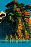 Placeholder: stylized interesting not real cliff varations different shapes ghibli