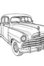 Placeholder: Outline art for coloring page OF A 1943 TOY CHEVROLET SEDAN, coloring page, white background, Sketch style, only use outline, clean line art, white background, no shadows, no shading, no color, clear