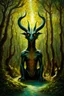 Placeholder: moloch; surrealistic modern art; forest palette