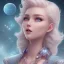 Placeholder: cosmic petit prince belle fine, profil de trois quart, grand front cosmique, peau bleu cristalline, yeux bleu, perle sur le front long cheveux blond et rose etoilé, cristaux sur le corps, collier de grande princesse, levres souriante, très jolie sourire