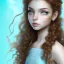 Placeholder: beautiful 12 year old arabic girl with curly hair and light blue eyes