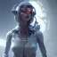 Placeholder: woman with cyberpunk futuristic helmet and goggles with cables to a large movie screen, 8k resolution, high-quality, fine-detail, intricate, digital art, detailed matte, volumetric lighting, baroque, illustration, octane render, brian froud, selina french, George Grie, Ben Goossens, Igor Morski