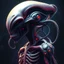 Placeholder: Neon hallucinary nyctophobic alien anatomy, abstract surreal horror, by H.R. Giger and Arthur Secunda and Anton Semenov, acid wash mind-bending illustration, dark shine burn, anatomical schematic cutaway guided by N(t)=N0​⋅e−kt