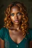 Placeholder: Incredibly beautiful ginger haired African woman with freckles. wavy hair, raw photo