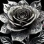 Placeholder: award winning close up photograph of a Stunning filigree (METAL ROSE:1.5) with reflective metal white-silver petals and platinum metal leaves, dramatic black backdrop, perfect showroom lighting, cinematic shot fitting of a jewelry magazine, dark space sky, intricate mech details, ground level shot, 64K resolution, Cinema 4D, Behance HD, polished metal