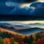 Placeholder: Blue Ridge Parkway, North Carolina and Virginia,aerial view,cloudy,extremely detailed digital painting, high resolution,8k, realistic, beautiful, volumetric lighting, mystical colors ,perfectly centered image, perfect composition, rim light, beautiful lighting,masterpiece, stunning scene, raytracing, anatomically correct, in the style Van Gogh and robert e howard and Ken Kelley and Ohrai Noriyoshi and Simon Bisley and tomzj1.