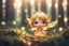 Placeholder: cute chibi golden fairy in a pinetree forest in sunshine, ethereal, cinematic postprocessing, dof, bokeh