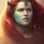 Placeholder: highly detailed portrait viking queen art, delicate red hair, blue glass eyes, green glass steel armor, cinematic lighting, 4k, 8k, octane render, digital concept art, greg rutkowski, trending on artstation, pinterest, extremely detailed, ambient lighting.