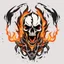 Placeholder: minimalistic burning screaming skull flame cyberpunk logo