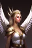 Placeholder: female, barbarian, dnd character, shoulders and head, angelic wings