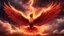 Placeholder: Hyper Realistic Abstract Blazing-Phoenix flying on red-sky-having-golden-glowing-wings with thunderstorm in a dramatic-environment & cinematic Ambiance