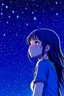 Placeholder: a anime girl looking at the stars