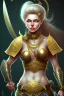 Placeholder: lady warrior with gold short top and flower