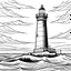 Placeholder: create a coloring book page image of a lighthouse at sea, simple, black and white, easy to color