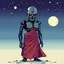 Placeholder: 8 bit pixelart of a terminator like robot, synthwave, budist monk robe