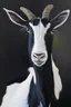 Placeholder: Painting of a Black and white goat named milo