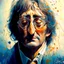 Placeholder: John lennon 3/4 portrait by Karol Bak and Vincent van Gogh and Ralph Steadman, paint drops, rough edges, trending on artstation, sharp focus, studio photo, intricate details, highly detailed, by greg rutkowski