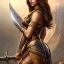 Placeholder: Woman, heroic fantasy, dark skin, indian, wavy brown hair