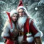 Placeholder: two elves. woman and man. Christmas scene. photorealistic. low-key