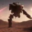 Placeholder: Armored Core machine robot fights another Armored Core fly in the sky in the desert with the ocean where you can see the space in the sky with the twilight on the horizon, 4k resolution