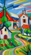 Placeholder: A white village with windmills painted by Alexej von Jawlensky