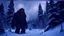 Placeholder: large humanoid hairy monster in the snowy forest