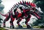 Placeholder: big dinosaur robot with black and red color schemes, in the style of fairy academia, hard-edge style, agfa vista, dynamic pose, oshare kei, hurufiyya, rtx, close picture, intricate details, highly detailed, high details, detailed portrait, masterpiece,ultra detailed, ultra quality