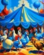 Placeholder: A blue circus with fast chickens painted by Thomas Hart Benton