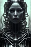 Placeholder: cry, evil, ugly, queen, hr giger, backround black, dark light, photo realistic, cyberpunk