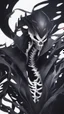 Placeholder: A close picture to Mix between Skeleton and venom symbiote in solo leveling shadow art style