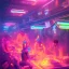 Placeholder: streetMarket, neon tones,high lighting, 4k, style cyberpunk, night,