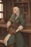 Placeholder: DnD style, medieval beautiful woman dressed in warm winter clothes sitting in a tavern