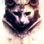 Placeholder: cat, watercolor illustration, steam punk, futuristic, spaceship,<agnes cecile> <Yoji Shinkawa>