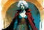 Placeholder: create a wildly imaginative full body portrait of an ethereal, otherworldly , ancient aged antediluvian female vampire sorceress with extremely short hair in ragged ornate robes , in the comic book art style of Bill Sienkiewicz, Mike Mignola, and Jean Giraud Moebius, with highly detailed feminine facial features , finely drawn, colored and inked,