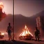 Placeholder: Ultra realistic burning man night scene. Strong man, smoke torch , waist up view, Wes Anderson style, happy, highly detailed, concept art, unreal engine 5, god rays, ray tracing, RTX, lumen lighting, ultra detail, volumetric lighting, 3d, finely drawn, high definition, high resolution.