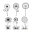 Placeholder: set of grow wind flower on the grace silhoutte, SIMPLE ONE lineS art, white background, minimalis, different view, only white bakcground solid.