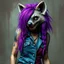 Placeholder: SCUZZPUNK AESTHETIC: FILTH, GRIME, STINK... SCUZZ. And a DEVIL-MAY-CARE FLIRTATIOUS SASSY IRREVERENCE. Denim vest, purple hair, anthropomorphic she-hyena.