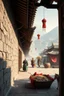 Placeholder: trading caravan Hexi Corridor silk road in ancient times in the style of Zeng Fanzhi