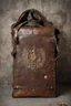 Placeholder: in the BASEMENT there is an old, broken brown oblong leather chest with short handles, with a hole on the side, gold coins from the time of Catherine the Great fall out of it. The ancient coat of arms of tsarist Russia, the double-headed eagle, is BARELY VISIBLE on the bag. All in high quality 8K