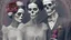 Placeholder: Famous Skeleton Couple Posing together wearing 1920's Hollywood Grandeur; Surreal, Intricately Detailed, Beautiful, Colorful, award-winning, high definition, ultra-detailed, beautiful, rose tones