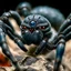 Placeholder: 90's TCG fantasy artwork art of a giant white spider with blue eyes