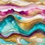 Placeholder: Alcohol ink art tile pattern. Vibrant, fantasy, delicate, ethereal. Sea. Shades of yellow, magenta, aqua,, white. waves on shore. Background gold ink drip.